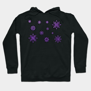 Purple Faux Glitter Snowflakes Hoodie